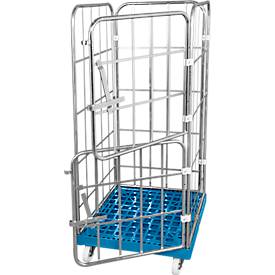 Kunststoffrollplatte, 2 Seitengittern, 1 Rückwand, 2 halbe Vorderwände, lichtblau RAL5012