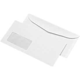 Kuvertierumschläge 114 x 229 mm DIN lang Offset weiss, 1000 Stück, mit Fenster