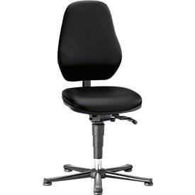 Labordrehstuhl Basic 9135, mit Gleitern, Kunstleder, Stamskin Top schwarz