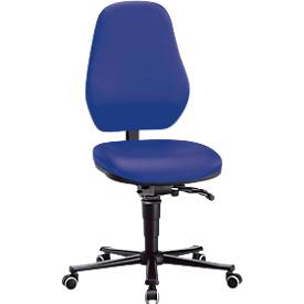 Labordrehstuhl Basic, mit Rollen, Kunstleder, Stamskin Top blau