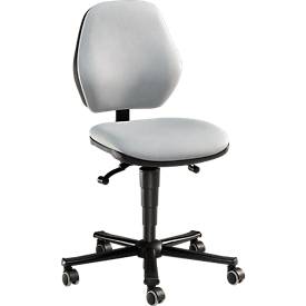 Labordrehstuhl LEANOS 9133, mit Rollen, Kunstleder, grau