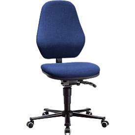 Labordrehstuhl LEANOS 9138, mit Rollen, Stoffpolster, Duotec blau