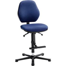 Laborstuhl LEANOS 9131, mit Gleiter u. Aufstiegshilfe, Stoffpolster, Duotec blau