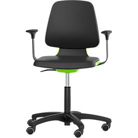 LABSIT Labordrehstuhl, o. Armlehne, mit Rollen, Rückenlehnenhöhe 420 mm, Kunstleder, grün