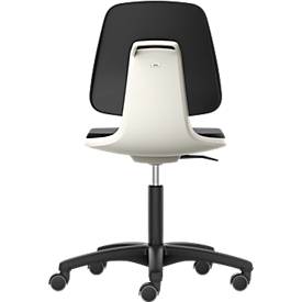 LABSIT Labordrehstuhl, o. Armlehne, mit Rollen, Rückenlehnenhöhe 420 mm, Stoff, weiß