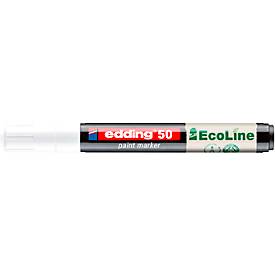 Lackmarker Edding 50 EcoLine, Schreibfarbe Weiß, Rundspitze, Strichstärke 2-3 mm, mit Kappe, wasserbasiert, nachfüllbar, 1 Stück