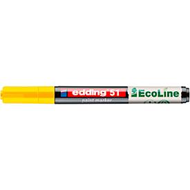 Lackmarker Edding 51 EcoLine, Schreibfarbe Gelb, Rundspitze, Strichstärke 1-2 mm, mit Kappe, wasserbasiert, nachfüllbar, 10 Stück