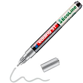 Lackmarker Edding 51 EcoLine, Schreibfarbe Silber, Rundspitze, Strichstärke 1-2 mm, mit Kappe, wasserbasiert, nachfüllbar, 10 Stück