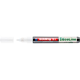 Lackmarker Edding 51 EcoLine, Schreibfarbe Weiß, Rundspitze, Strichstärke 1-2 mm, mit Kappe, wasserbasiert, nachfüllbar, 10 Stück