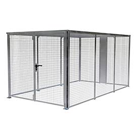 Lagerbox LBM 4500, abschließbar, Doppelflügeltor, B 2160 x H 1985 mm, zur Bodenbefestigung, Baukastensystem, B 2450 x T 4460 x H 2100, feuerverzinkt