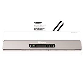 Laminiergerät Fellowes® Amaris A3, bis A3, für Folienstärke 80-175 μ, 800 mm/min, Aufwärmzeit 1 min, 3 Heizstufen, 10 Laminierfolien, silber-weiß