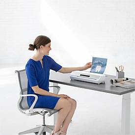 Laminiergerät Fellowes® Amaris A3, bis A3, für Folienstärke 80-175 μ, 800 mm/min, Aufwärmzeit 1 min, 3 Heizstufen, 10 Laminierfolien, silber-weiß