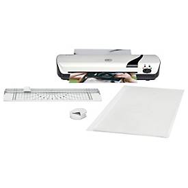 Laminiergeräte Set GBC Inspire+, 4-teilig, DIN A4, für Folien mit Stärke 75-125 µ, 10 mm/min, inkl. Papierschneider, Eckenabrunder und 5 Laminierfolien