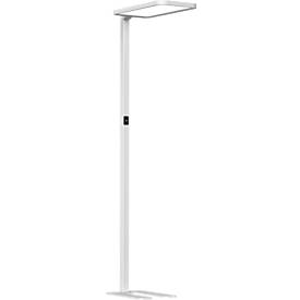 Lampadaire LED Butler, 80 W, 8800 lm, 4000 K, compatible avec les postes de travail informatisés, éclairage direct/indirect, intensité lumineuse variable en continu, détecteur de mouvement, argenté