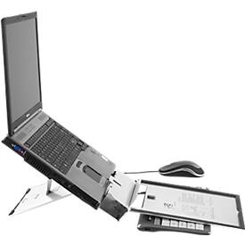 Laptop Halterung BakkerElkhuizen Ergo-Q 260, für Laptops bis 15,6', 5-stufig höhenverstellbar, mit Dokumentenhalter