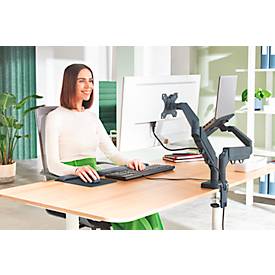 Laptop- Monitorarm Leitz Ergo Dual, für 2 Displays bis 32' & Notebooks bis 17', dreh- und neigbar, höhenverstellbar, Kabelführung, VESA, dunkelgrau