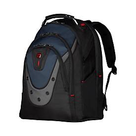 Laptop Rucksack Wenger Ibex, Laptops von 15,6'-17,3', Laptopfach, seitliche Netztaschen, L 230 x B 340 x H 470 mm, 25 l, Polyester, schwarz/blau/grau