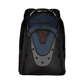 Laptop Rucksack Wenger Ibex, Laptops von 15,6'-17,3', Laptopfach, seitliche Netztaschen, L 230 x B 340 x H 470 mm, 25 l, Polyester, schwarz/blau/grau