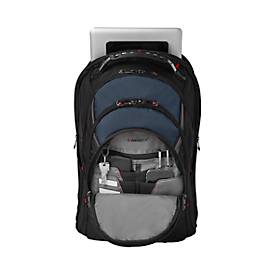 Laptop Rucksack Wenger Ibex, Laptops von 15,6'-17,3', Laptopfach, seitliche Netztaschen, L 230 x B 340 x H 470 mm, 25 l, Polyester, schwarz/blau/grau