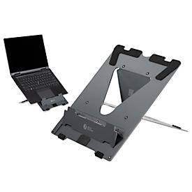 Laptop Ständer Bakker Elkhuizen Ergo-Q 160, für Laptops & Tablets bis 17”, ergonomisch, B 215 x T 266 x H 7,5 mm, Aluminium, dunkelgrau-matt