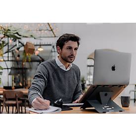 Laptop Ständer Bakker Elkhuizen Ergo-Q 160, für Laptops & Tablets bis 17”, ergonomisch, B 215 x T 266 x H 7,5 mm, Aluminium, dunkelgrau-matt