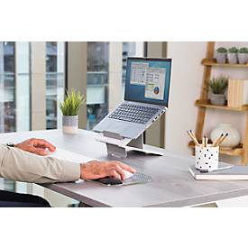 Laptop Ständer Fellowes Breyta™, für 1 Laptop bis 15' & bis 5 kg, höhenverstellbar, zusammenklappbar, B 235 x T 268 x H 14 mm, 100 % Recycling-Kunststoff, weiß