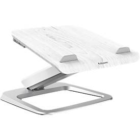 Laptop-Ständer Fellowes Hana™, bis 17 Zoll und 4,5 kg, winkel- und höhenverstellbar, 90° drehbar, USB-Anschlüsse, weiß