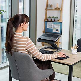 Laptop Ständer Fellowes Hana™ LT, für 1 Laptop bis 19' & bis 4,5 kg, höhenverstell-/drehbar, Kabelmanagement, B 342 x T 396 x H 102 mm, schwarz