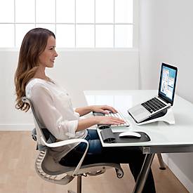 Laptop Ständer Fellowes I-Spire™ Quick Lift, für Laptops bis 17″ & bis 4,5 kg, 7-stufig manuell höhen- & winkelverstellbar, zusammenklappbar, weiß