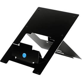Laptop Ständer R-Go Riser Flexible, für 1 Laptop/Tablet 10-22″ & bis 5 kg, 5-stufig höhenverstellbar, mit Dokumentenhalter, HYLITE® Aluminium, schwarz