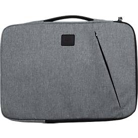 Laptophülle Exacompta Business, für Laptops 13-14'', gepolstert, Griff & Reißverschlussfach, B 370 x T 25 x H 280 mm, Post-Consumer-Polyester, grau
