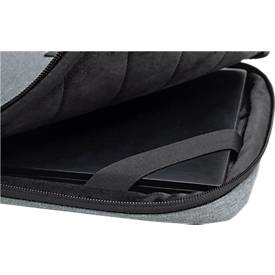 Laptophülle Exacompta Business, für Laptops 13-14'', gepolstert, Griff & Reißverschlussfach, B 370 x T 25 x H 280 mm, Post-Consumer-Polyester, grau