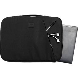 Laptophülle Exacompta Business, für Laptops 13-14'', gepolstert, Griff & Reißverschlussfach, B 370 x T 25 x H 280 mm, Post-Consumer-Polyester, schwarz