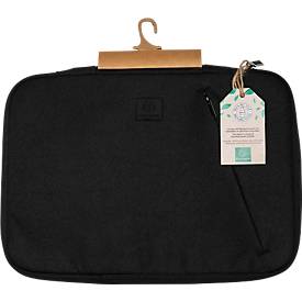 Laptophülle Exacompta Business, für Laptops 13-14'', gepolstert, Griff & Reißverschlussfach, B 370 x T 25 x H 280 mm, Post-Consumer-Polyester, schwarz