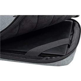 Laptophülle Exacompta Business, für Laptops 15-16'', gepolstert, Griff & Reißverschlussfach, B 410 x T 25 x H 310 mm, Post-Consumer-Polyester, grau