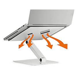Laptopständer Durable Stand Rise, für Laptops bis 17', Gummiauflagen, manuell verstellbar, mit Griffmulde, Aluminium