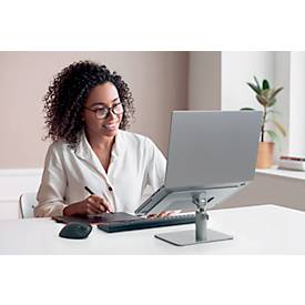 Laptopständer Kensington K50424WW, bis 16”, höhenverstell- und neigbar, mit Stauraum, B 280 x T 229 x H 210 mm, Aluminium und Stahl, silber
