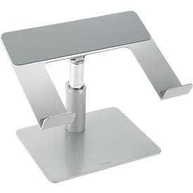 Laptopstandaard Kensington K50424WW, tot 16", in hoogte verstelbaar en kantelbaar, met opbergruimte, B 280 x D 229 x H 210 mm, aluminium en staal, zilver