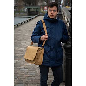 Laptoptasche Exacompta Eterneco V1, Lederoptik, für Laptops bis 15', Dokumente bis DIN A4, B 390 x T 130 x H 270 mm, Papier, braun