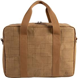 Laptoptasche Exacompta Eterneco V2, Lederoptik, für Laptops bis 15', Dokumente bis DIN A4, B 400 x T 130 x H 290 mm, Papier, braun