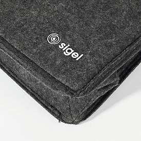 Laptoptasche Sigel Desk Sharing Bag Basic M, für Laptops bis 15,4″, 2 große Fächer/2 Seitenfächer, Tragegriffe, Schultergurt, Kunstfilz, dunkelgrau