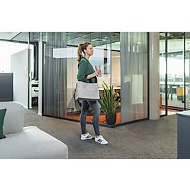 Laptoptasche Sigel Desk Sharing Bag Basic M, für Laptops bis 15,4″, 2 große Fächer/2 Seitenfächer, Tragegriffe, Schultergurt, Kunstfilz, hellgrau