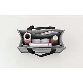 Laptoptasche Sigel Desk Sharing Bag Basic M, für Laptops bis 15,4″, 2 große Fächer/2 Seitenfächer, Tragegriffe, Schultergurt, Kunstfilz, hellgrau