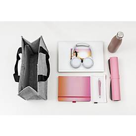 Laptoptasche Sigel Desk Sharing Bag Basic M, für Laptops bis 15,4″, 2 große Fächer/2 Seitenfächer, Tragegriffe, Schultergurt, Kunstfilz, hellgrau