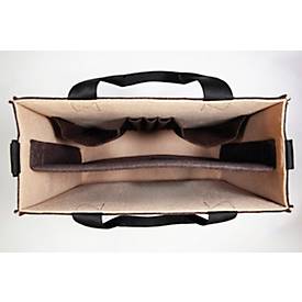 Laptoptasche Sigel Desk Sharing Bag Bicolor M, für Laptops bis 15,4″, 2 große Fächer/2 Seitenfächer, Tragegriffe, Schultergurt, Kunstfilz, beige-braun