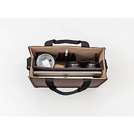 Laptoptasche Sigel Desk Sharing Bag Bicolor M, für Laptops bis 15,4″, 2 große Fächer/2 Seitenfächer, Tragegriffe, Schultergurt, Kunstfilz, beige-braun