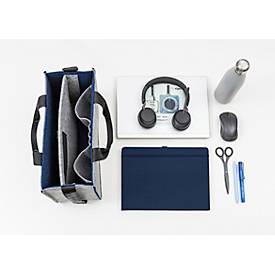 Laptoptasche Sigel Desk Sharing Bag Bicolor M, für Laptops bis 15,4″, 2 große Fächer/2 Seitenfächer, Tragegriffe, Schultergurt, Kunstfilz, dunkelblau-grau