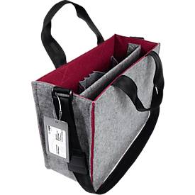 Laptoptasche Sigel Desk Sharing Bag Bicolor M, für Laptops bis 15,4″, 2 große Fächer/2 Seitenfächer, Tragegriffe, Schultergurt, Kunstfilz, grau-rot