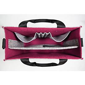Laptoptasche Sigel Desk Sharing Bag Bicolor M, für Laptops bis 15,4″, 2 große Fächer/2 Seitenfächer, Tragegriffe, Schultergurt, Kunstfilz, grau-rot