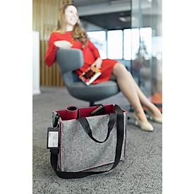 Laptoptasche Sigel Desk Sharing Bag Bicolor M, für Laptops bis 15,4″, 2 große Fächer/2 Seitenfächer, Tragegriffe, Schultergurt, Kunstfilz, grau-rot